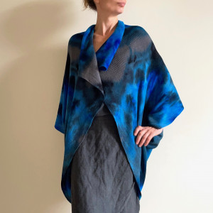 Kardigan "kokon" z wełny merino