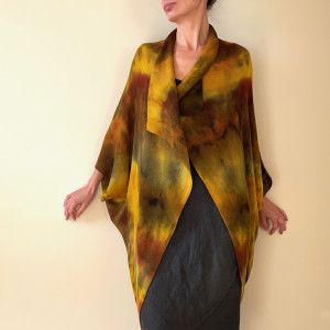 Kardigan "kokon" z wełny merino w brązach