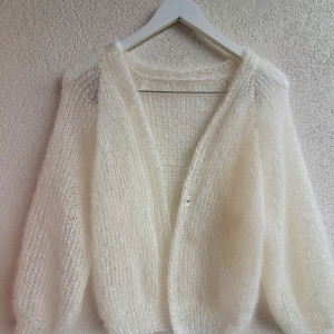 Kardigan moher z jedwabiem. Handmade.