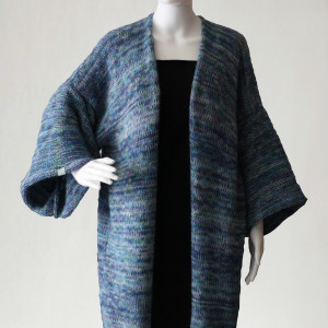 Kardigan z melanżowej moherowej włóczki