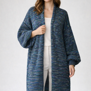 Kardigan z merino superwash, moheru, wełny i błyszczącej nitki