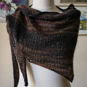 Karmel w czekoladzie - miła, lekka chusta/szal z merino extrafine