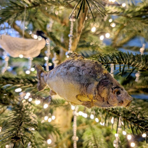 karp - ręcznie robiona bombka, świąteczna ozdoba choinkowa