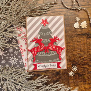 kartka bożonarodzeniowa jelenie z choinką #4