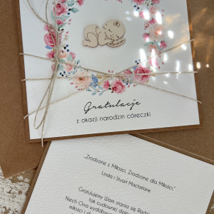 Kartka gratulacje z okazji narodzin dziecka dziewczynki KND-001