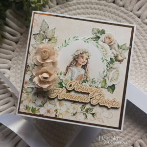 Kartka komunijna dla dziewczynki, pierwsza komunia święta k6