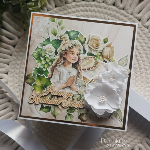 Kartka komunijna dla dziewczynki, pierwsza komunia święta, k7