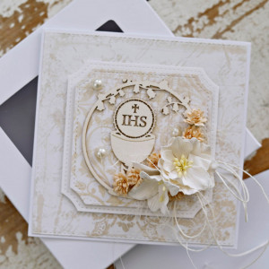 Kartka komunijna kwiatowa pamiątka komunii KK16