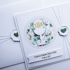 Kartka komunijna minimalistyczna handmade