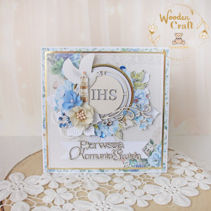 Kartka komunijna Pamiątka Pierwszej Komunii prezent "Sapphire1" GOTOWA