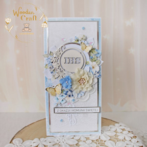 Kartka komunijna Pamiątka Pierwszej Komunii prezent "Sapphire2" GOTOWA