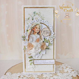 Kartka komunijna pamiątka pierwszej komunii "Simple Story" GOTOWA