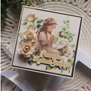 Kartka komunijna, pierwsza komunia święta, dziewczynka, k5