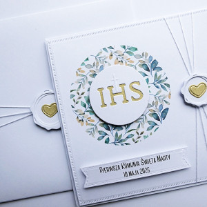 Kartka komunijna ręcznie robiona elegancka