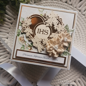 Kartka komunijna, serce, pamiątka pierwszej komunii świętej, k9