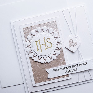 Kartka komunijna z życzeniami personalizowana