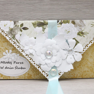 Kartka kopertówka białe kwiaty