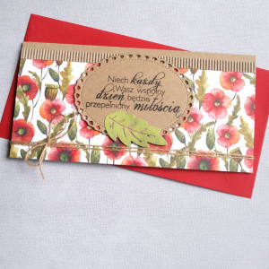 kartka kopertówka - kwiaty polne - maki