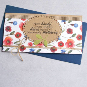 kartka kopertówka - kwiaty polne - maki i chabry