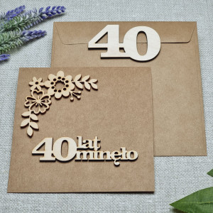 Kartka na 40 urodziny Drewniane dekory Personalizowana Pamiątka 40-W2