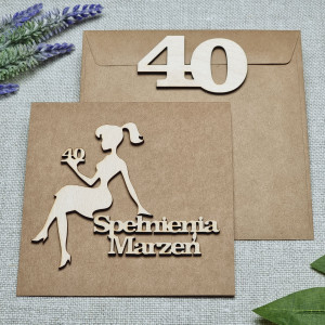 Kartka na 40 urodziny Drewniane dekory Personalizowana Pamiątka  DW2