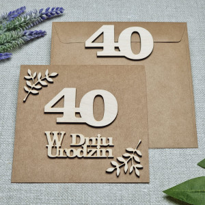 Kartka na 40 urodziny Drewniane dekory Personalizowana Pamiątka GW1