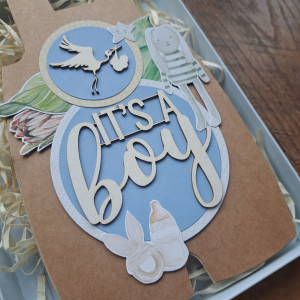 Kartka na baby shower dla chłopca (w pudełku)