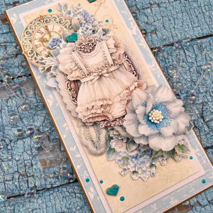 Kartka na chrest w pudełku- Błękity w stylu vintage