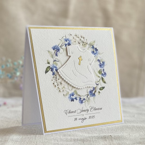 Kartka na chrzest chłopca w kopercie, c48