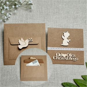Kartka na Chrzest Drewniane dekory Personalizowana Pamiątka W1OC