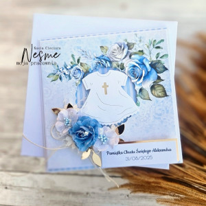 Kartka na Chrzest niebieski