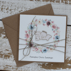 Kartka na chrzest święty gołąbek 2g