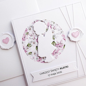 Kartka na Chrzest z aniołkiem-dziewczynką