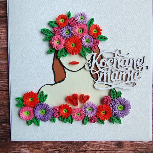 Kartka Na Dzień Mamy - dwa serca - quilling
