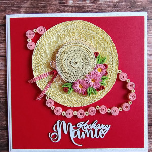 Kartka na Dzień Mamy - KAPELUSZ I - quilling
