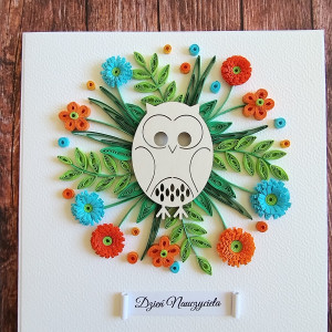 Kartka na Dzień Nauczyciela - SOWA I - quilling