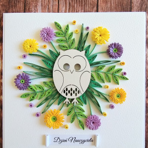 Kartka na Dzień Nauczyciela - SOWA II - quilling