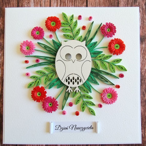 kartka na Dzień Nauczyciela - SOWA IV - quilling