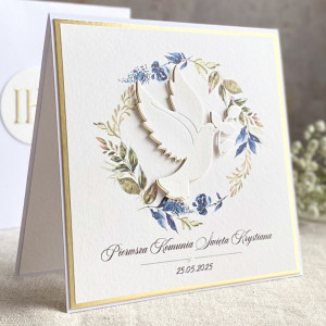 Kartka na komunię z ozdobną kopertą, 84-a