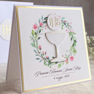 Kartka na komunię z ozdobną kopertą, 85-a