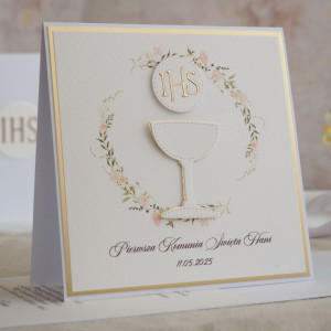 Kartka na komunię z ozdobną kopertą, 94-b