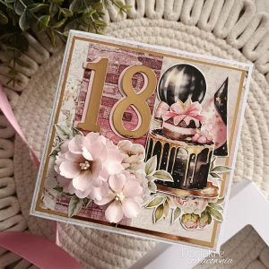 Kartka na osiemnastkę, kartka z okazji 18 urodzin, różowa, u98