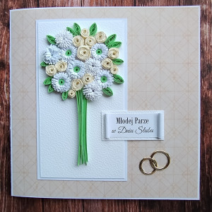 Kartka na Ślub - BUKIET - quilling