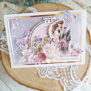 Kartka na ślub fiolet