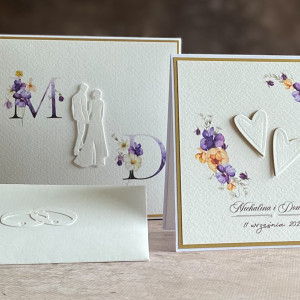 Kartka na ślub w pudełku z inicjałami Młodej Pary, WA63