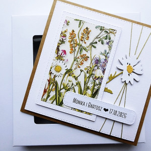 Kartka na ślub ze stokrotkami rustykalna