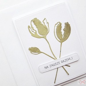Kartka na ślub - zielone kwiaty