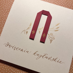 kartka na święcenia kapłańskie ręcznie kaligrafowana