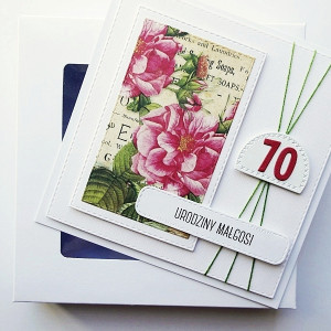 Kartka na urodziny handmade dzikie róże