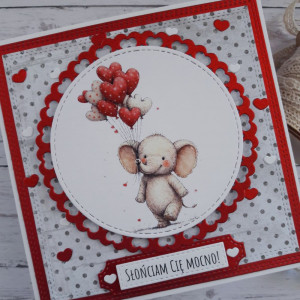 Kartka na walentynki ze słoniem, nietypowy napis